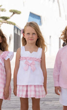 Miranda Girls Pink & White Check Skirt Set Miranda