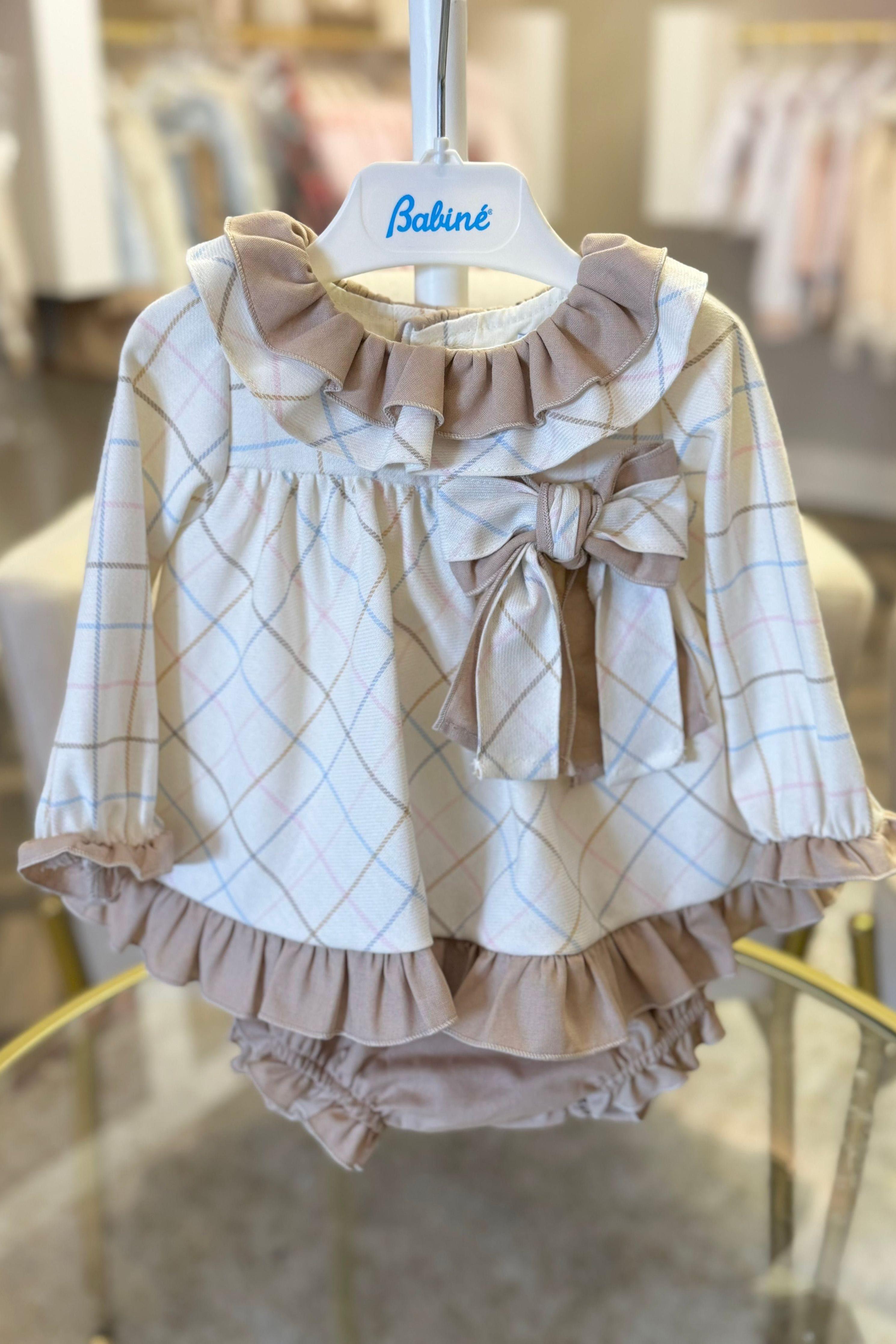 AW24 Babine Girls Pink Check Dress Babine