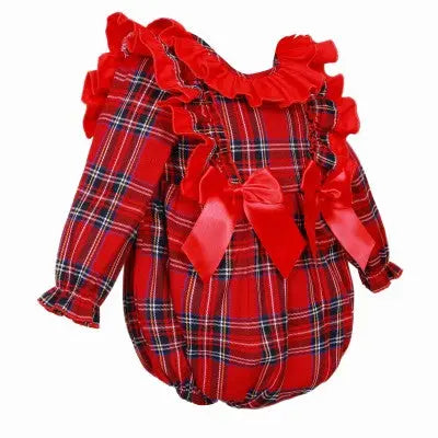 Baby Girls Red Tartan Christmas Romper Dainty Delilah