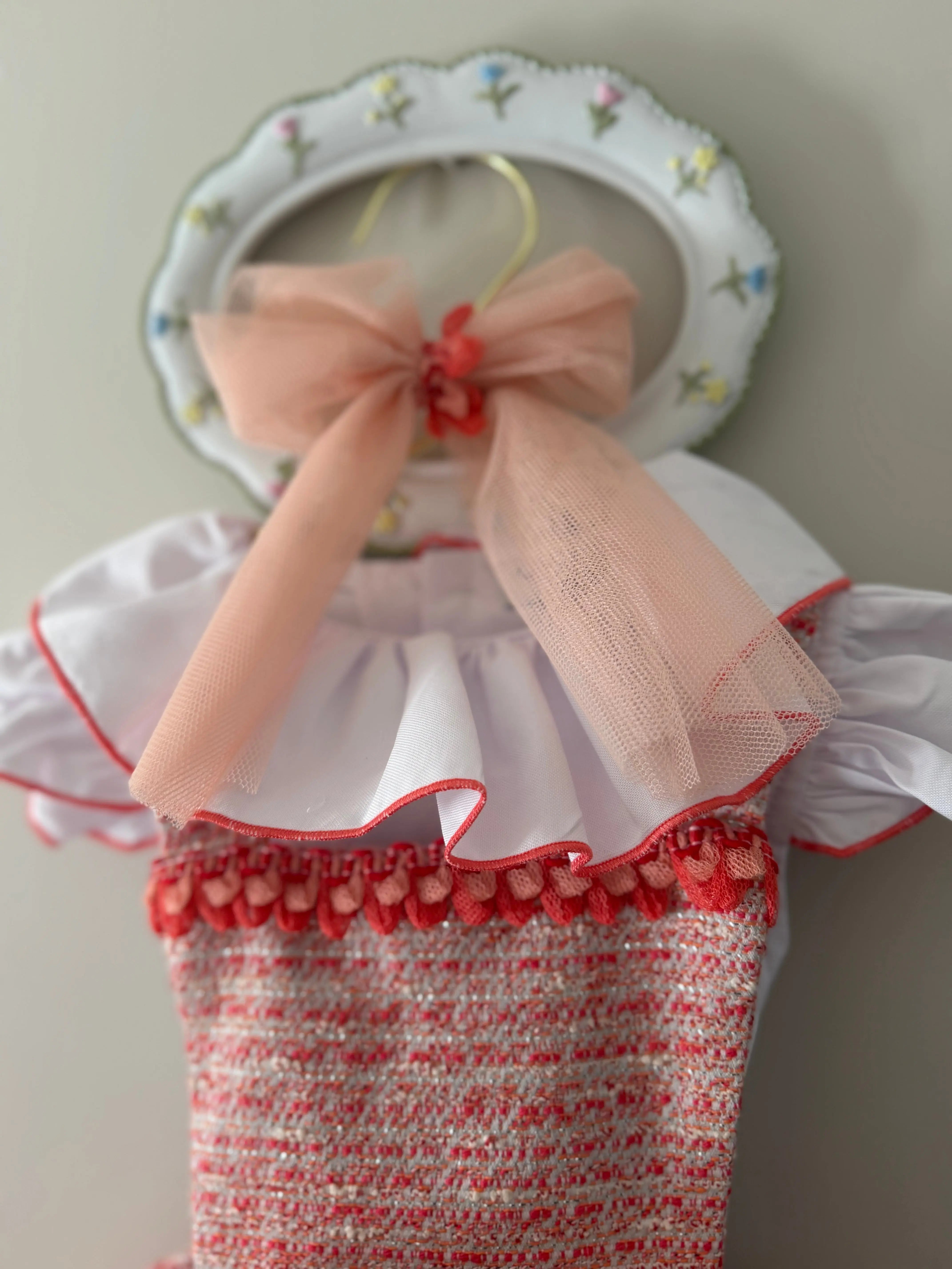 SS26 Naxos Girls Coral & Peach Tulle Hair Bow Naxos