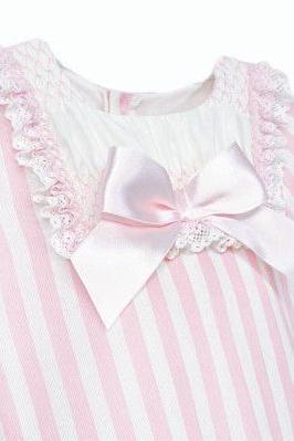 Girls Pink Stripe Frilly Romper