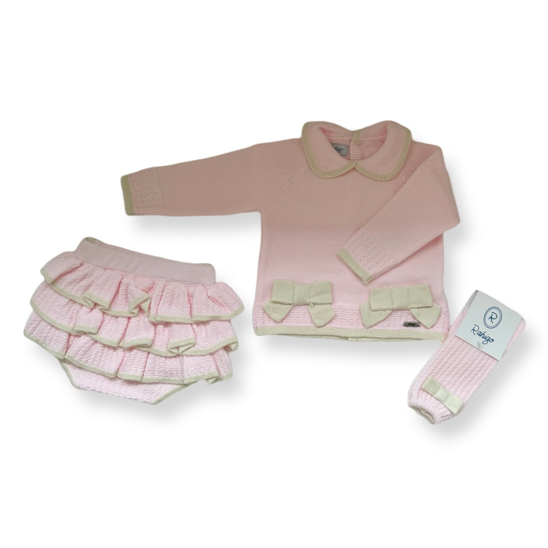 AW24 Rahigo Baby Girls Pink & Cream Jam Pant Set & Socks