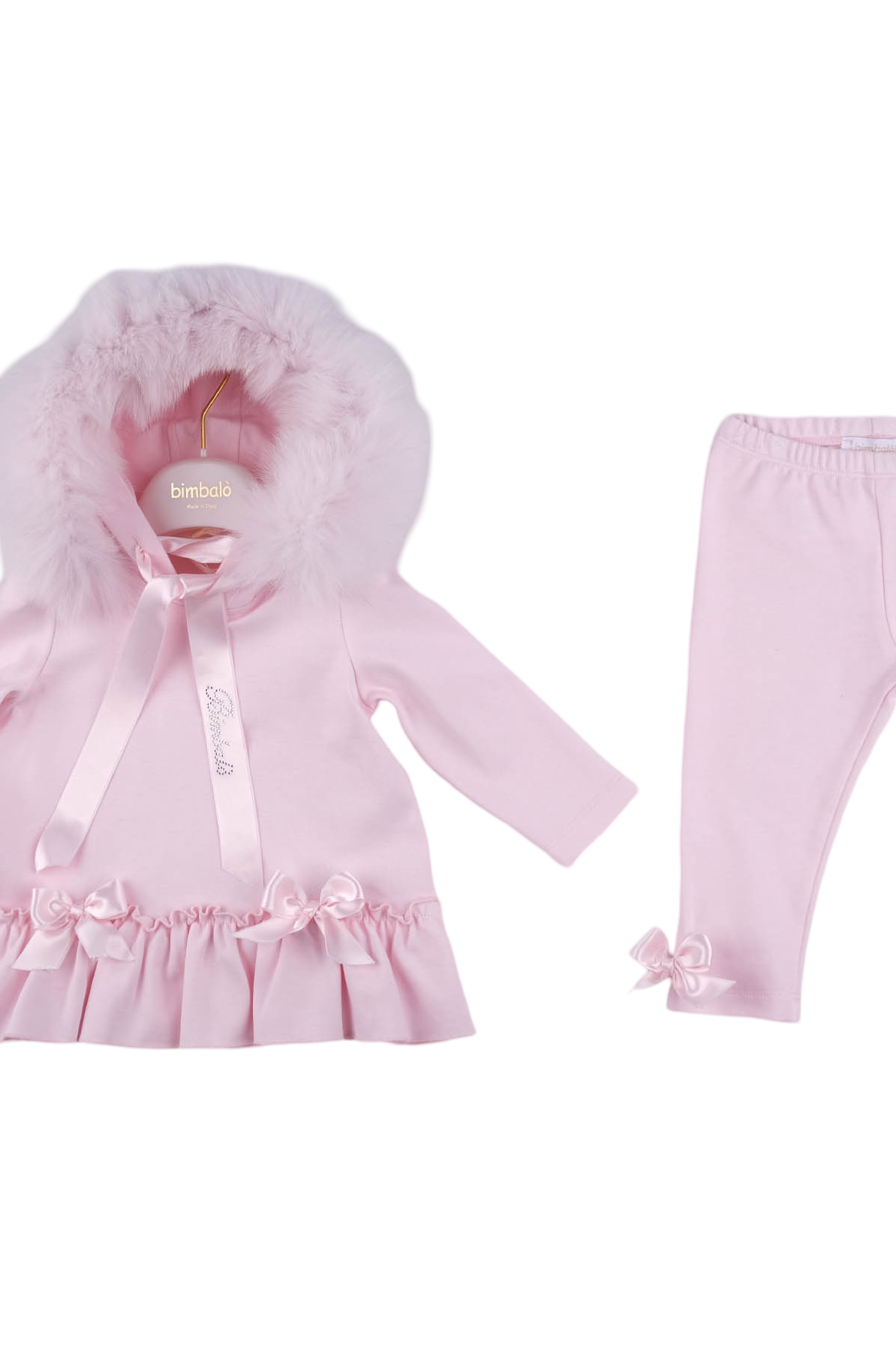 AW24 Bimbalo Girls Pink Fur Legging Set