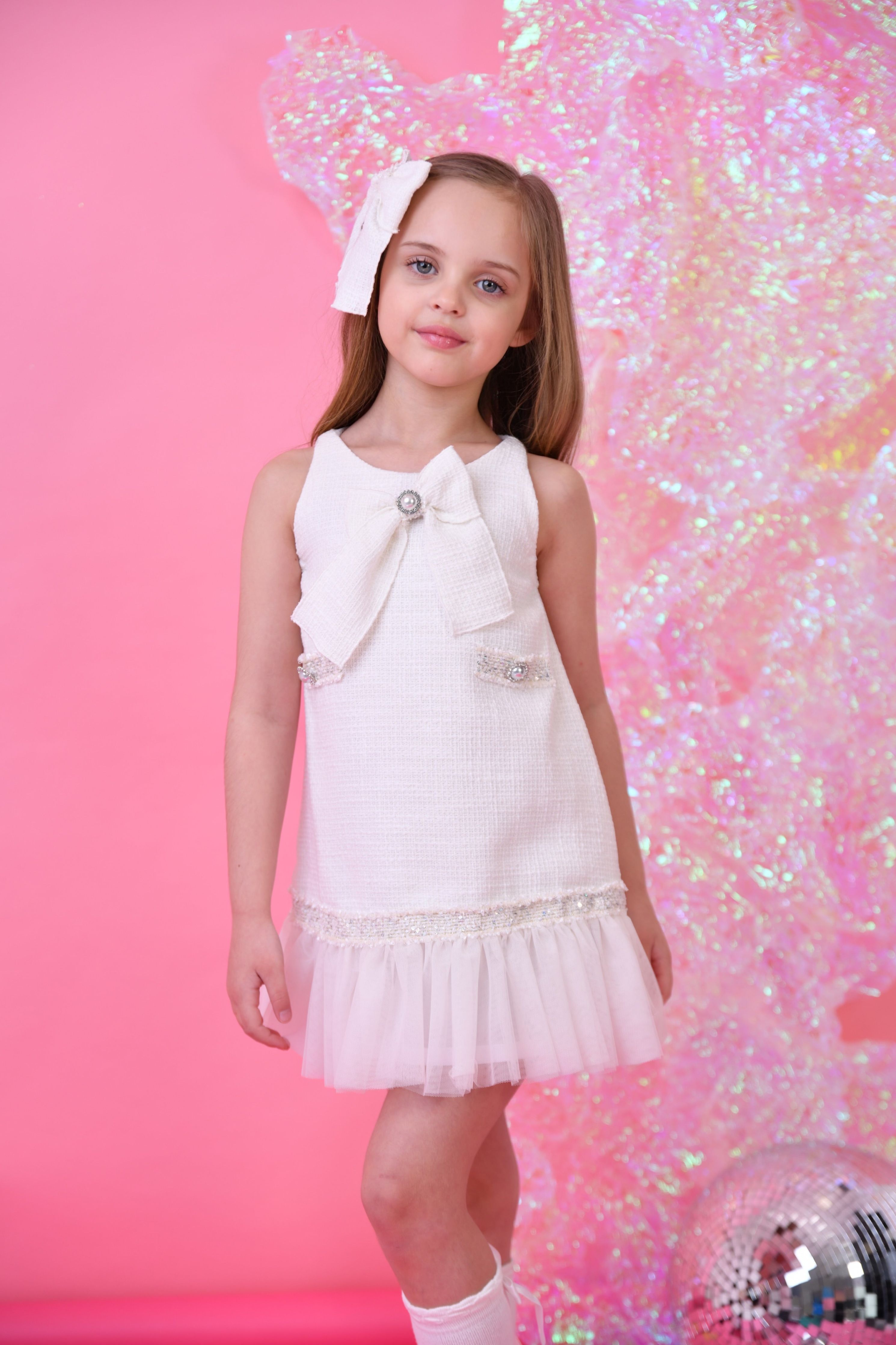 SS25 Naxos Girls Cream Chanel Tulle Dress