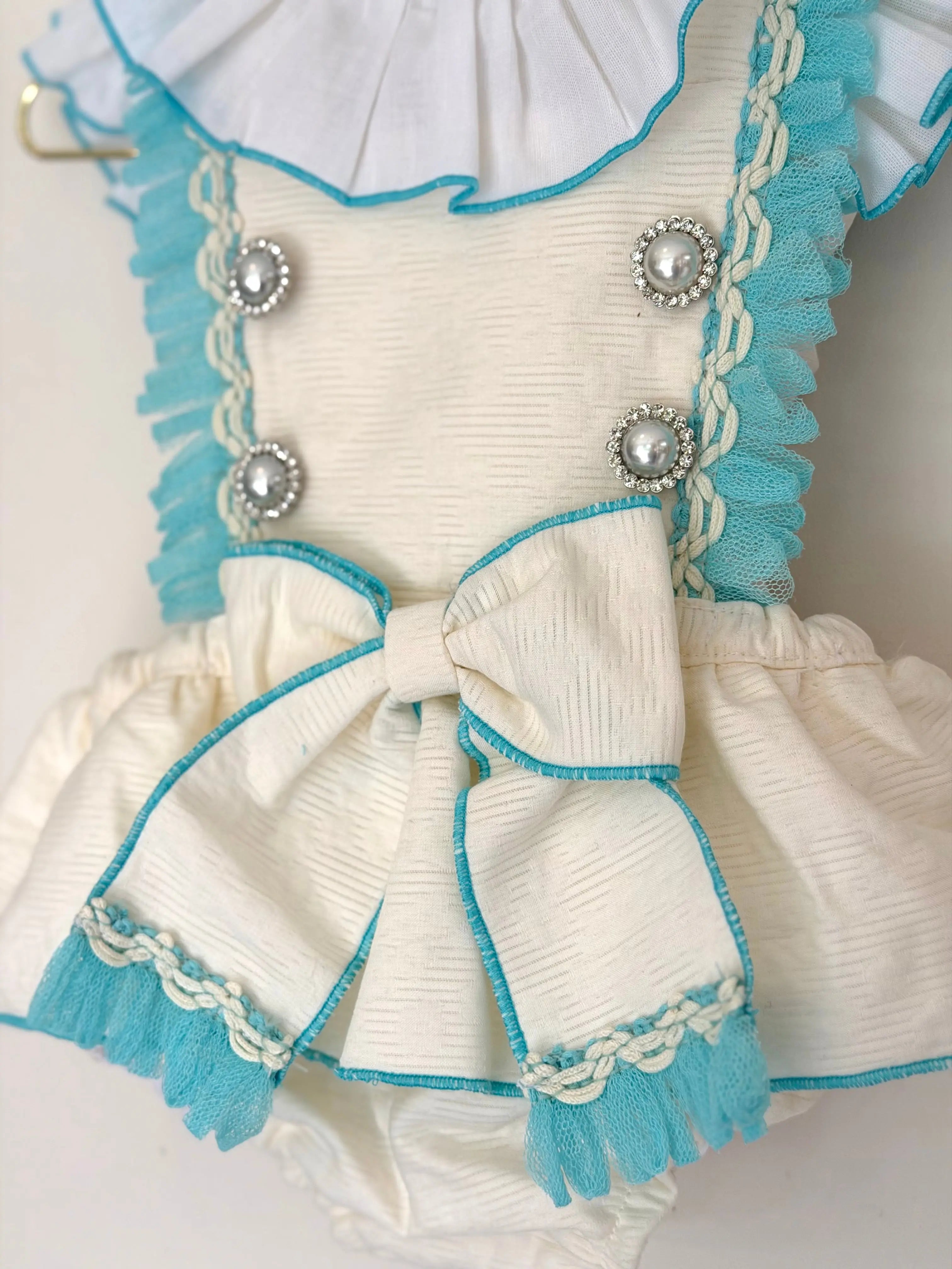 SS26 Naxos Baby Girls Cream Diamonte H Bar Romper Naxos