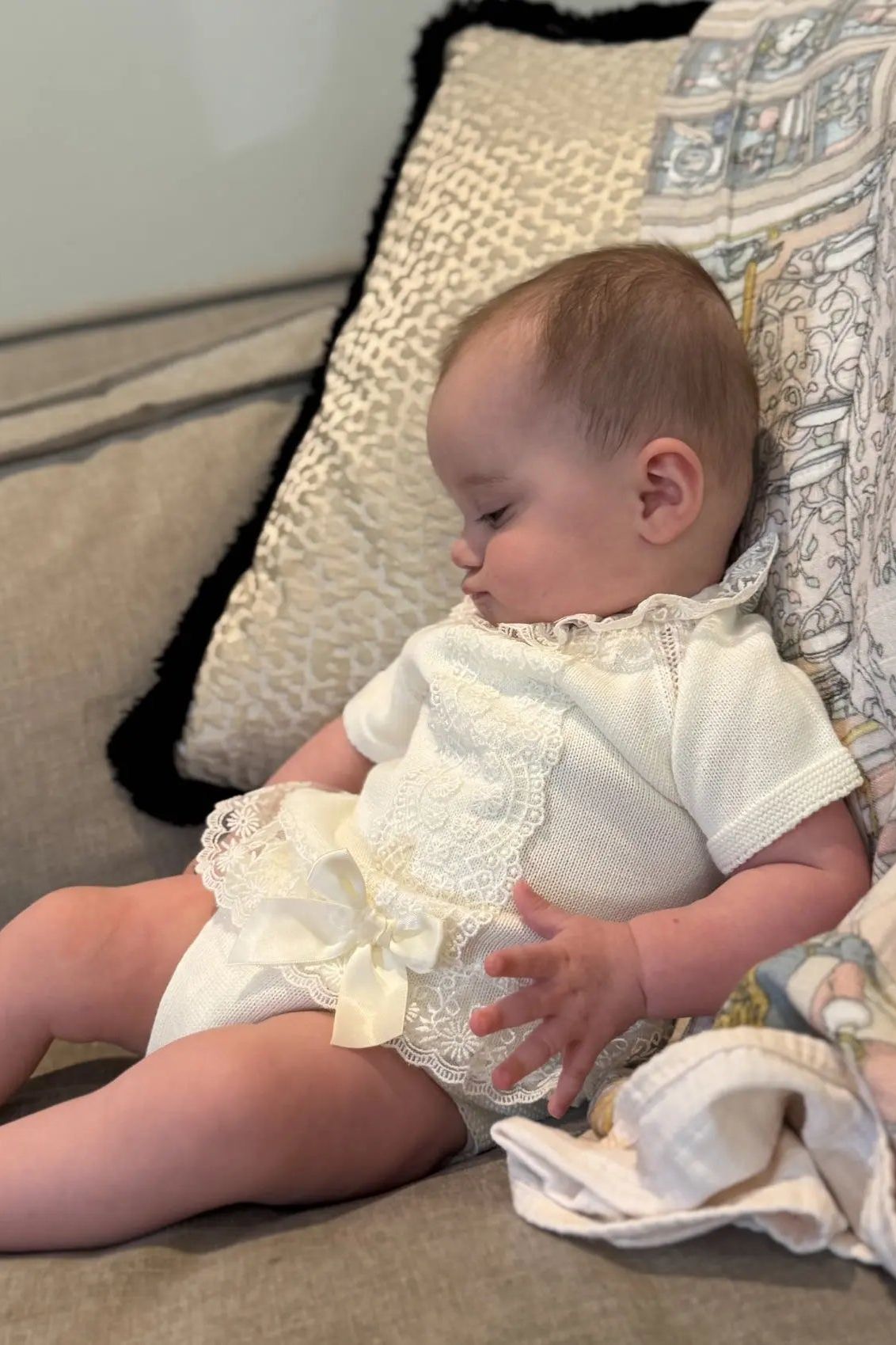 Baby Girls Cream  Lace Jam Pant Set Dainty Delilah