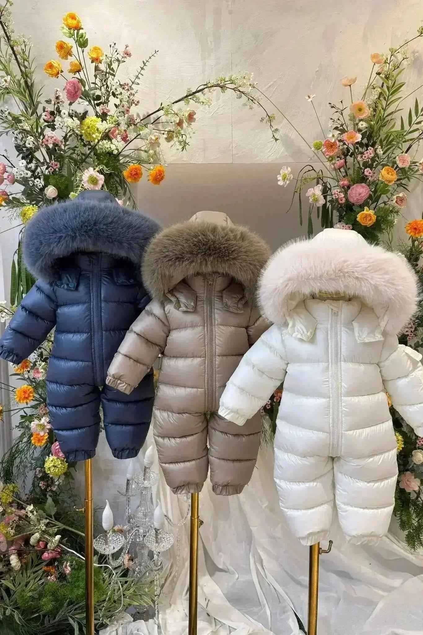 Camel Detachable Fur Snowsuit - In Stock
