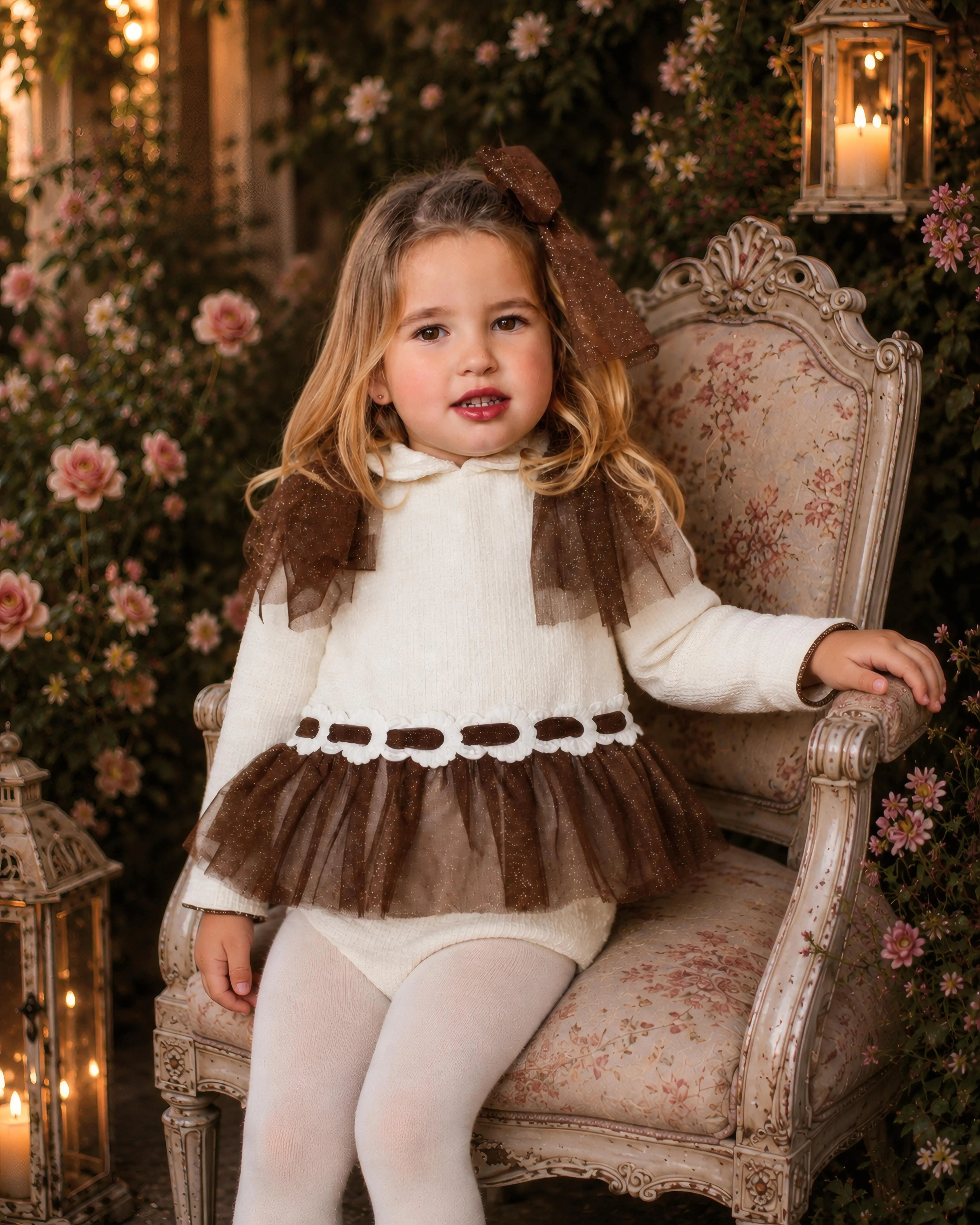 AW26 Naxos Chocolate Glitter Tulle Baby Dress & Knickers Naxos