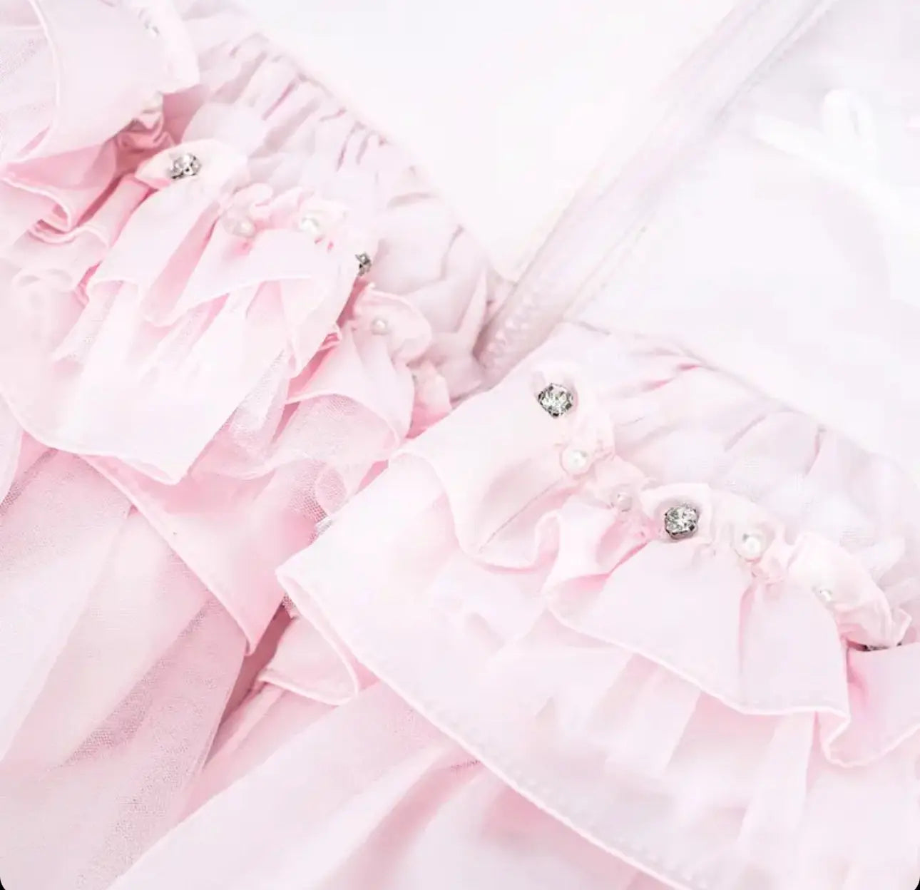 Pink Crystal Tulle Fur Hood Coat Dainty Delilah