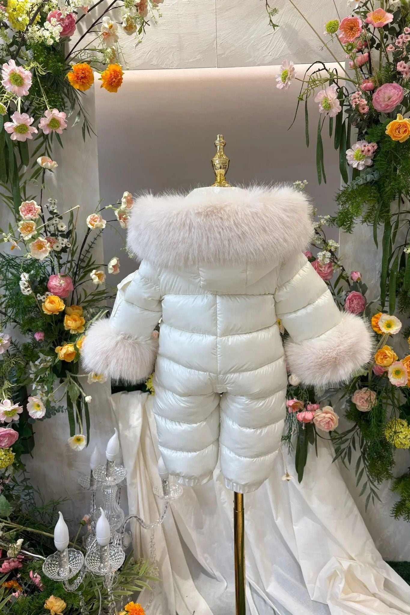 Cream Detachable Fur Snowsuit Dainty Delilah