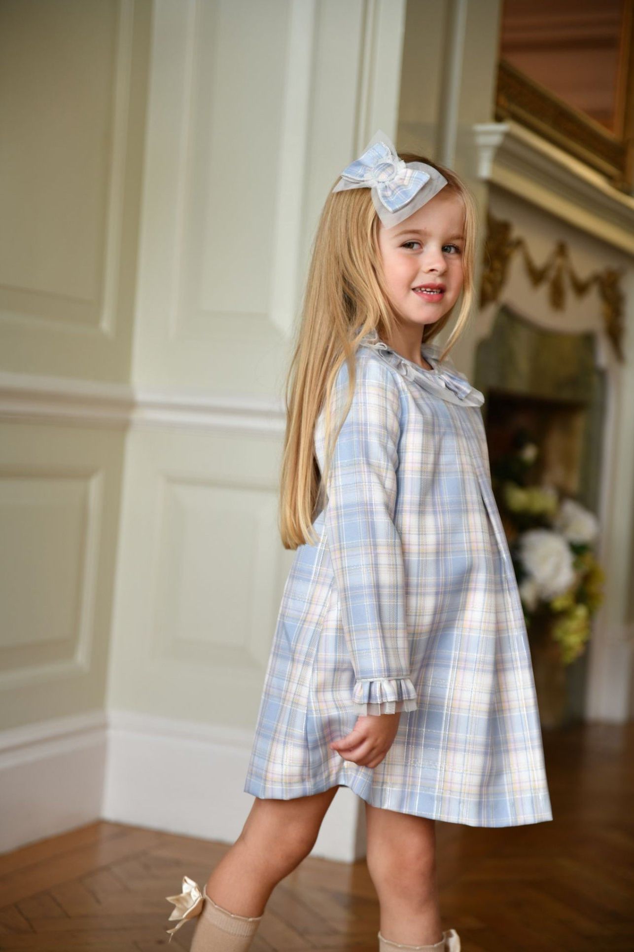 AW24 Babine Girls Blue & Silver Aline Dress