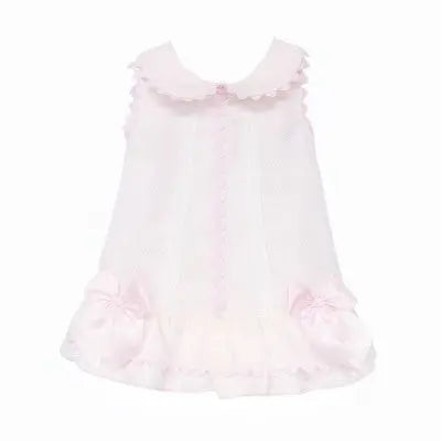 SS26 Baby Girls Pink Pique Trim Dress Dainty Delilah