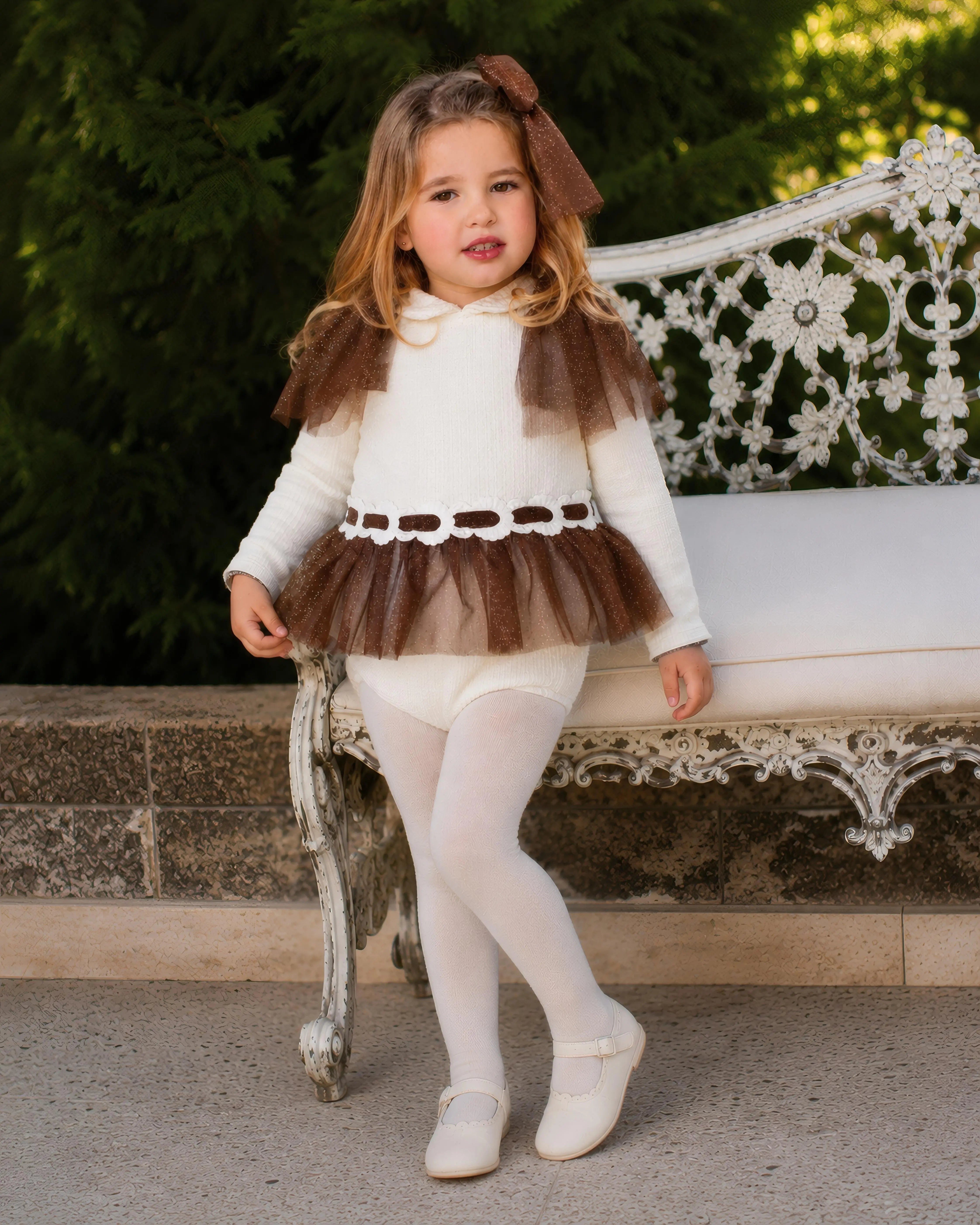 AW26 Naxos Chocolate Glitter Tulle Baby Dress & Knickers Naxos