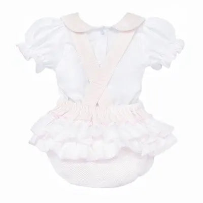 SS26 Baby Girls Pink Pique Shirt & Romper Dainty Delilah