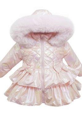 Girls Pink Mermaid Pearl Frilly Coat