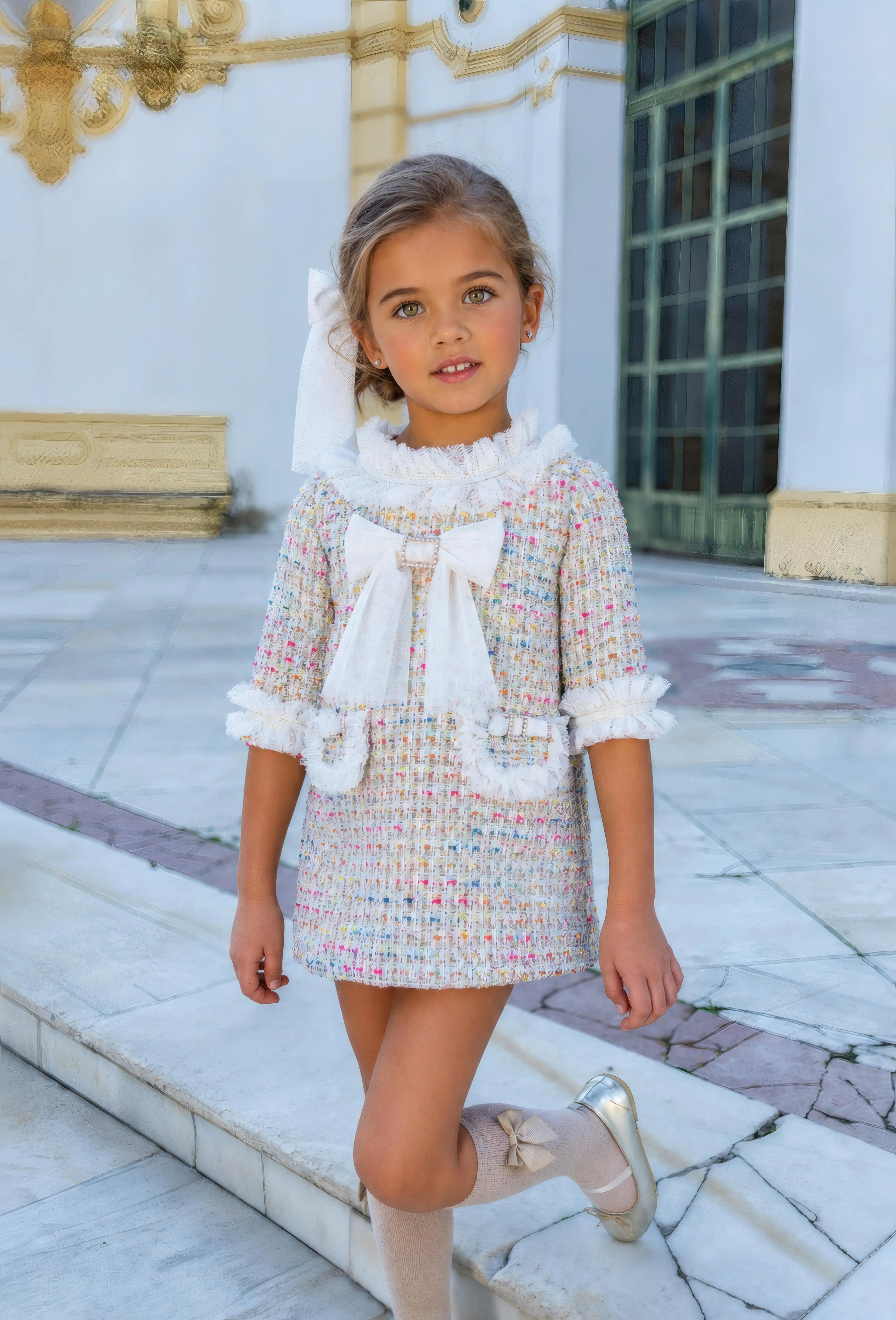 AW26 Naxos Multi Tweed Chanel A Line Dress Naxos