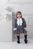 AW25 Rochy Girls Navy & Gold Chains Bubble Dress Rochy