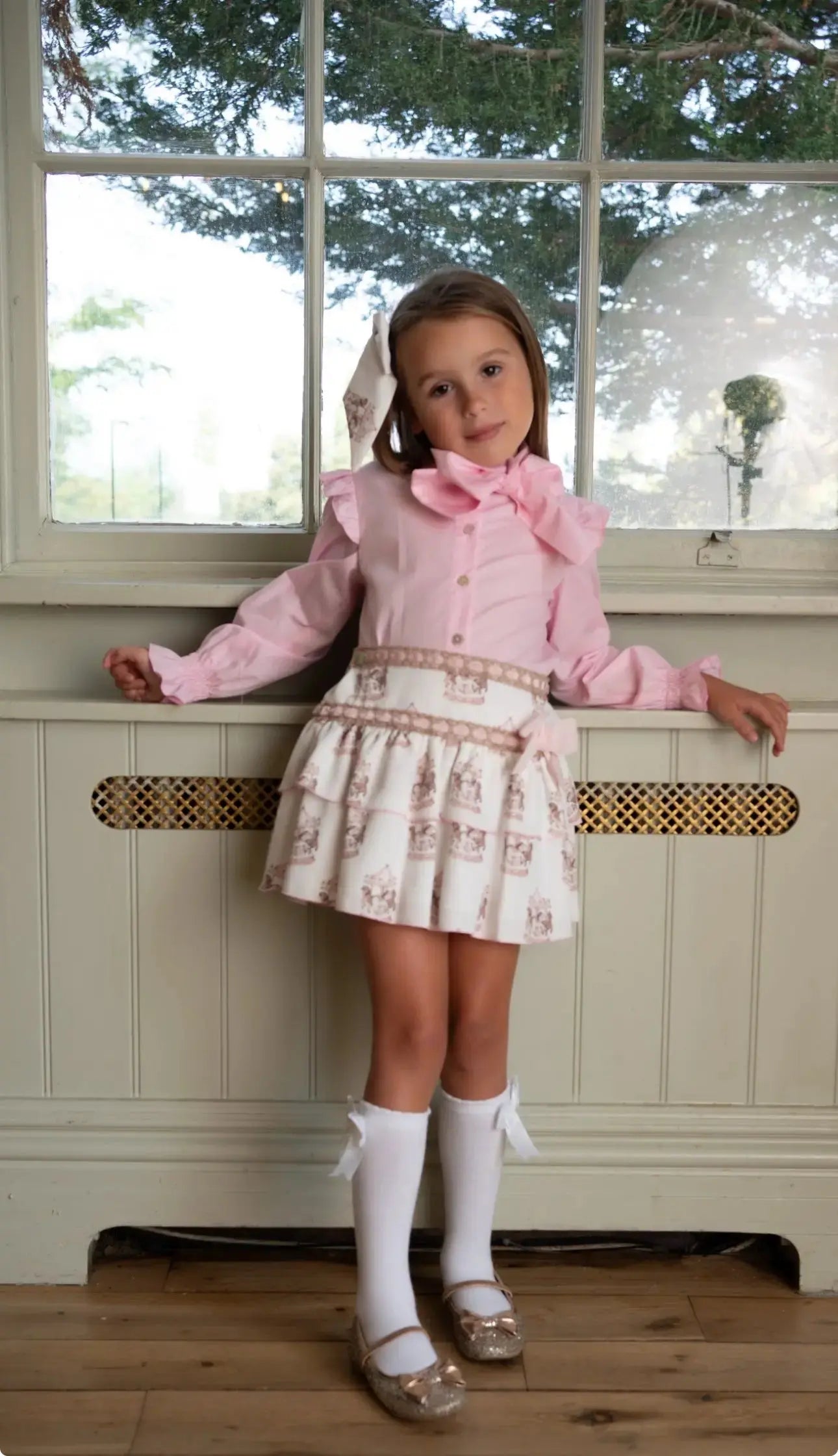 AW25 Babine Girls Pink Carousel Skirt Set Babine