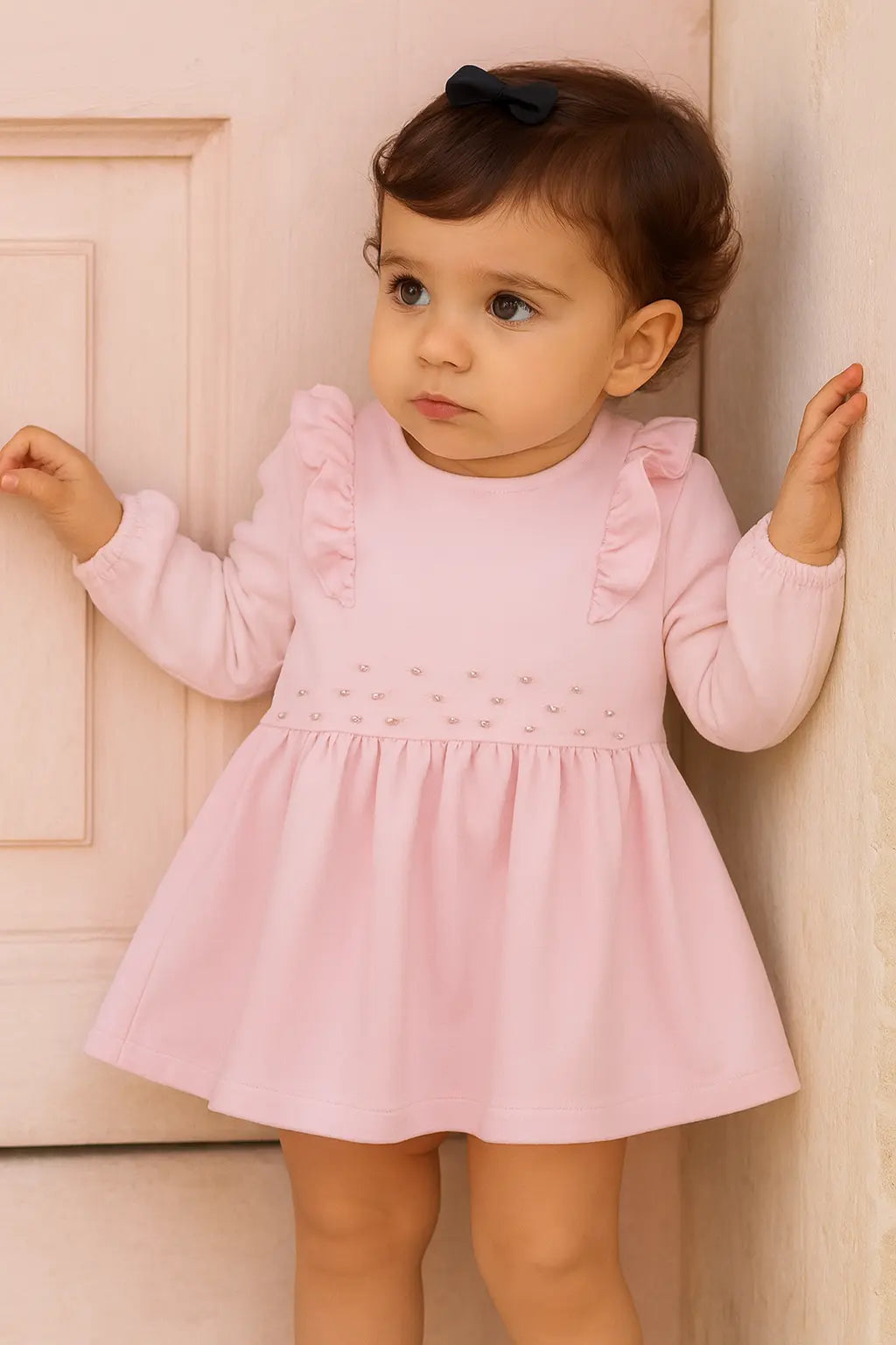 AW24 Bimbalo Girls Baby Pink Pearl Dress Bimbalo