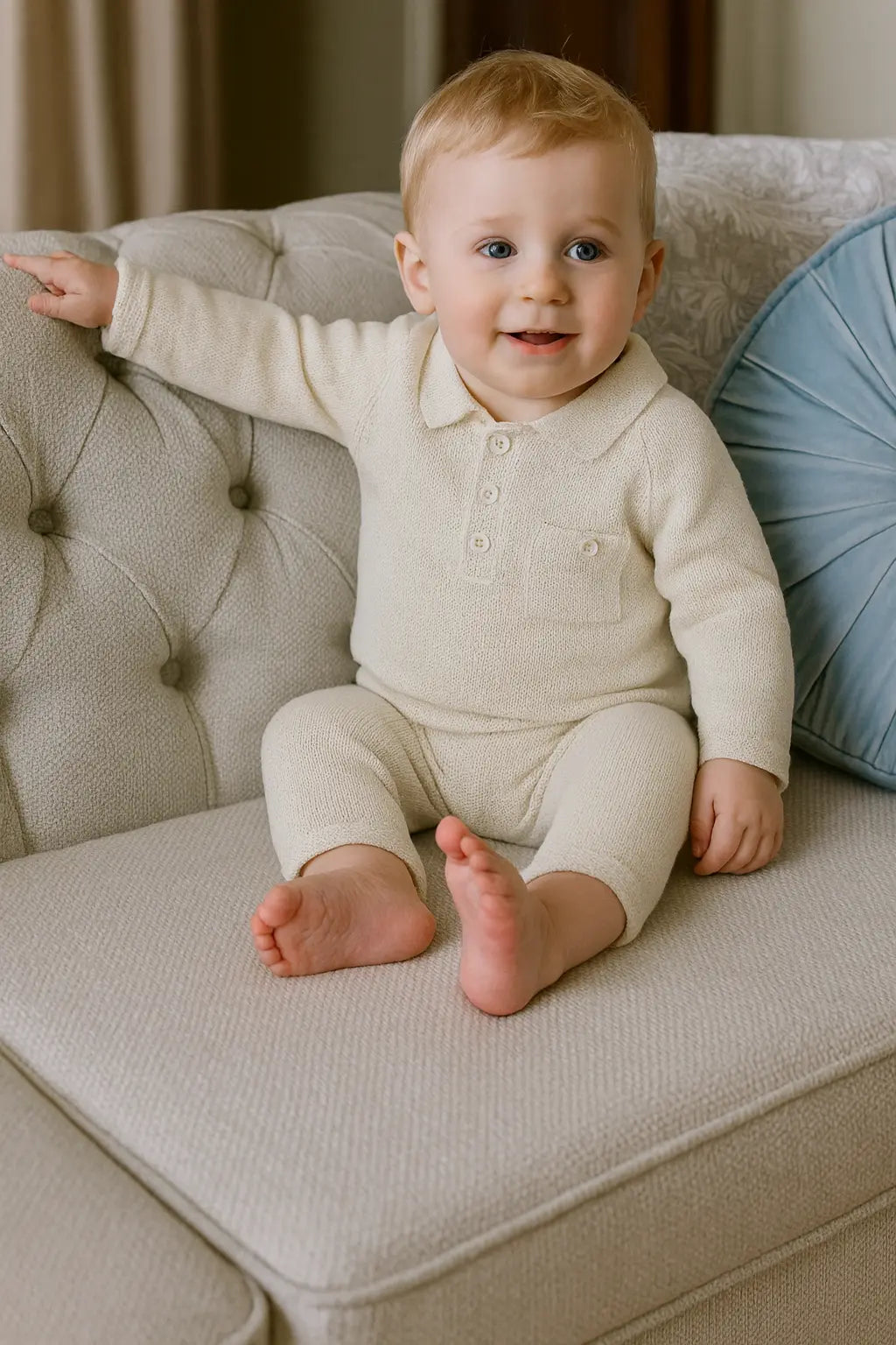 AW25 Pex Baby Beige Boys Knitted Tracksuit Pex Baby