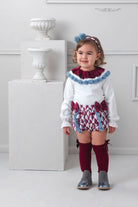 AW25 Rochy Baby Girls Burgundy Pompom Jam Pant Set Rochy