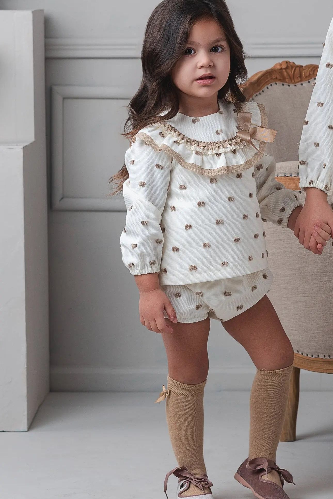 AW25 Rochy Baby Girls Cream & Camel Spot Jam Pant Set Rochy