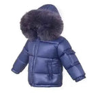 Darker Navy Blue Fur Hood Unisex Coat - In Stock
