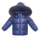 Darker Navy Blue Fur Hood Unisex Coat - In Stock