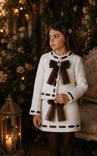 AW26 Naxos Chocolate Glitter Tulle Girls Blazer, Shirt & Skirt Set Naxos