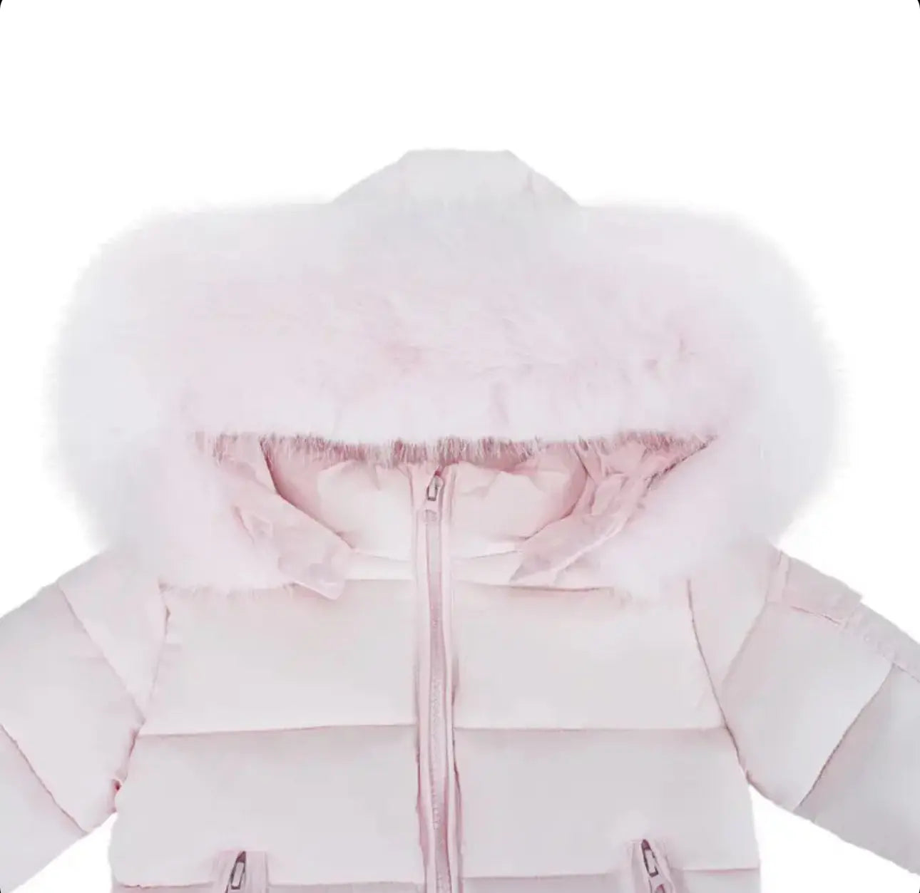Baby Pink Fur Hood Unisex Coat Dainty Delilah