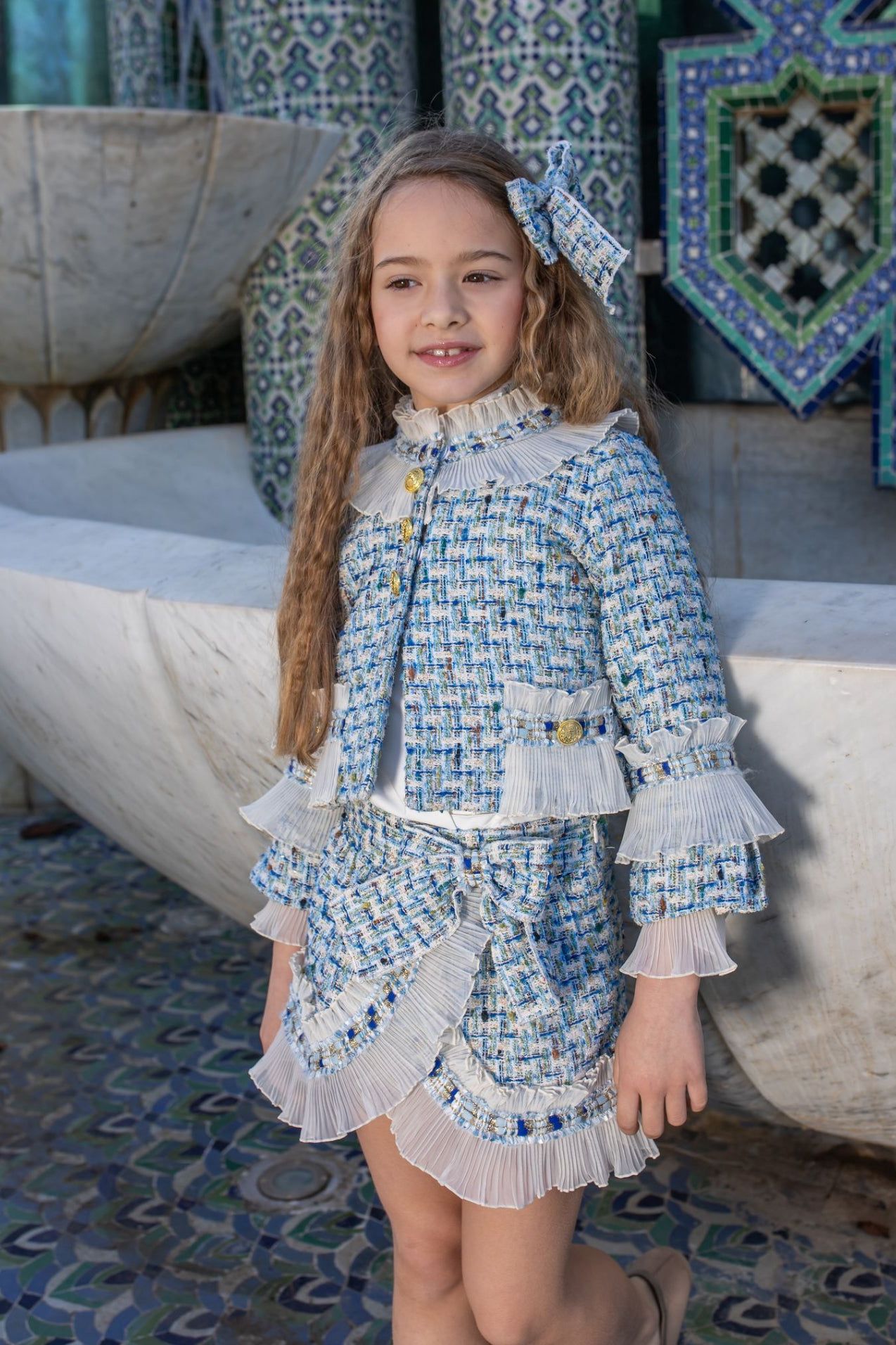 AW24 Naxos Girls Blue Balmain Blazer Set