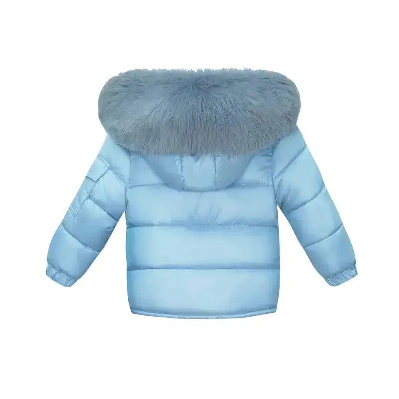 Ocean Blue Fur Hood Unisex Coat - Main Image