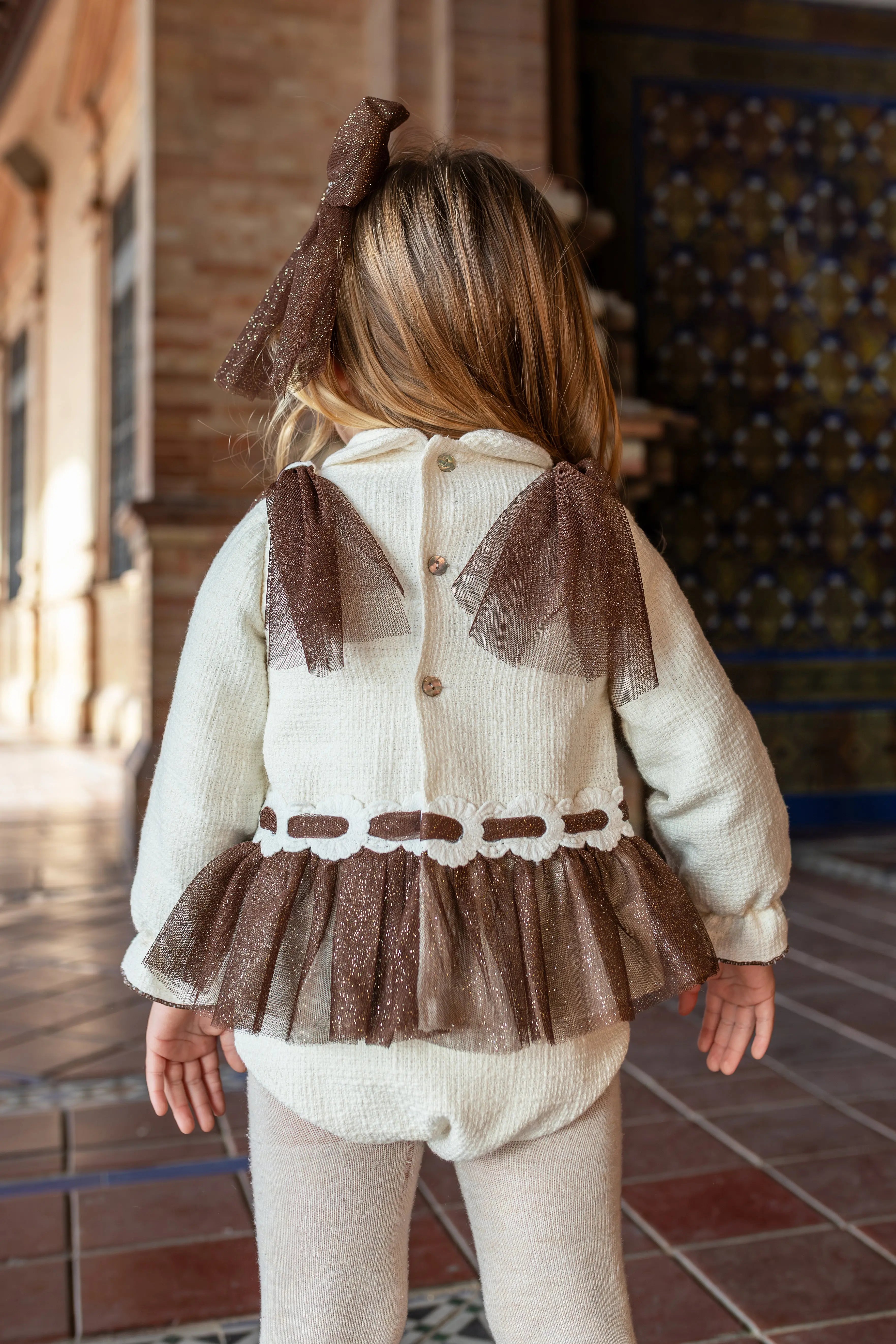 AW26 Naxos Chocolate Glitter Tulle Baby Dress & Knickers Naxos