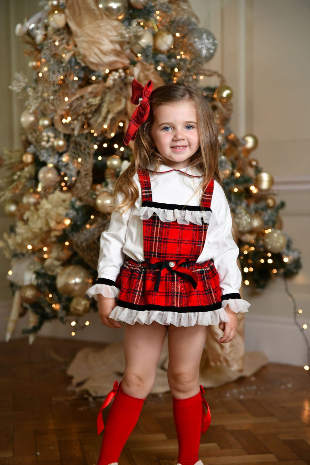 AW24 Naxos Baby Girls Christmas Tartan Romper Set