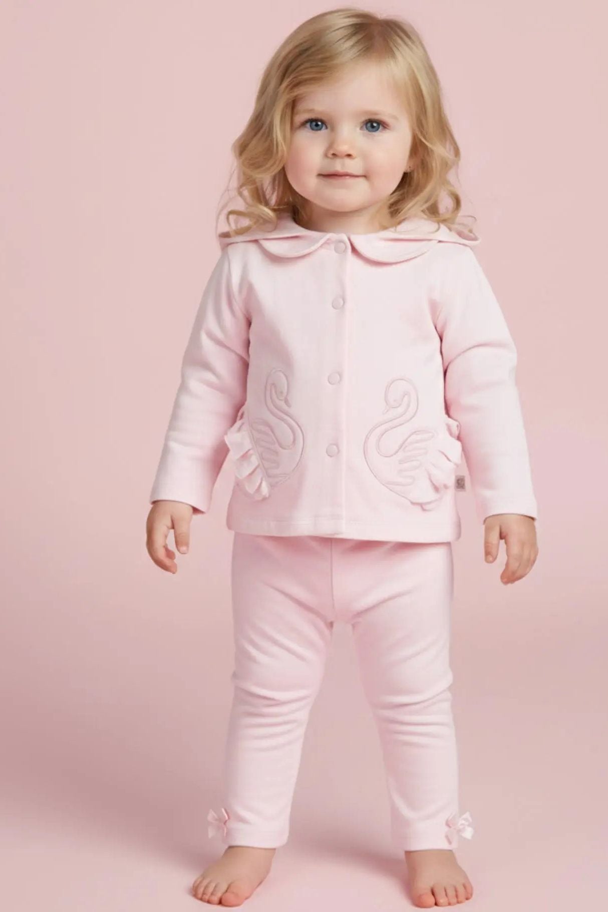 Baby Girls Pink 3P Swan Legging Set Dainty Delilah