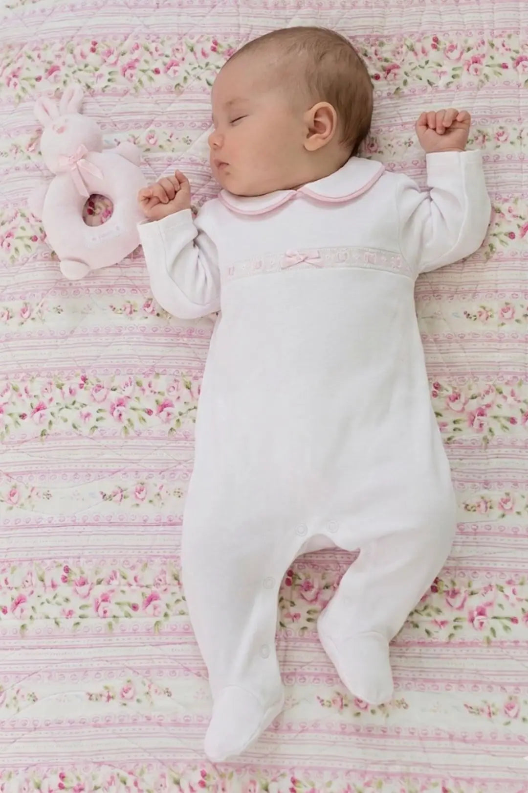 Baby Girls Spanish White Ribbon Babygrow Dainty Delilah