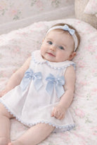 SS26 Baby Girls Blue Ribbon Pique A Line Dress Dainty Delilah