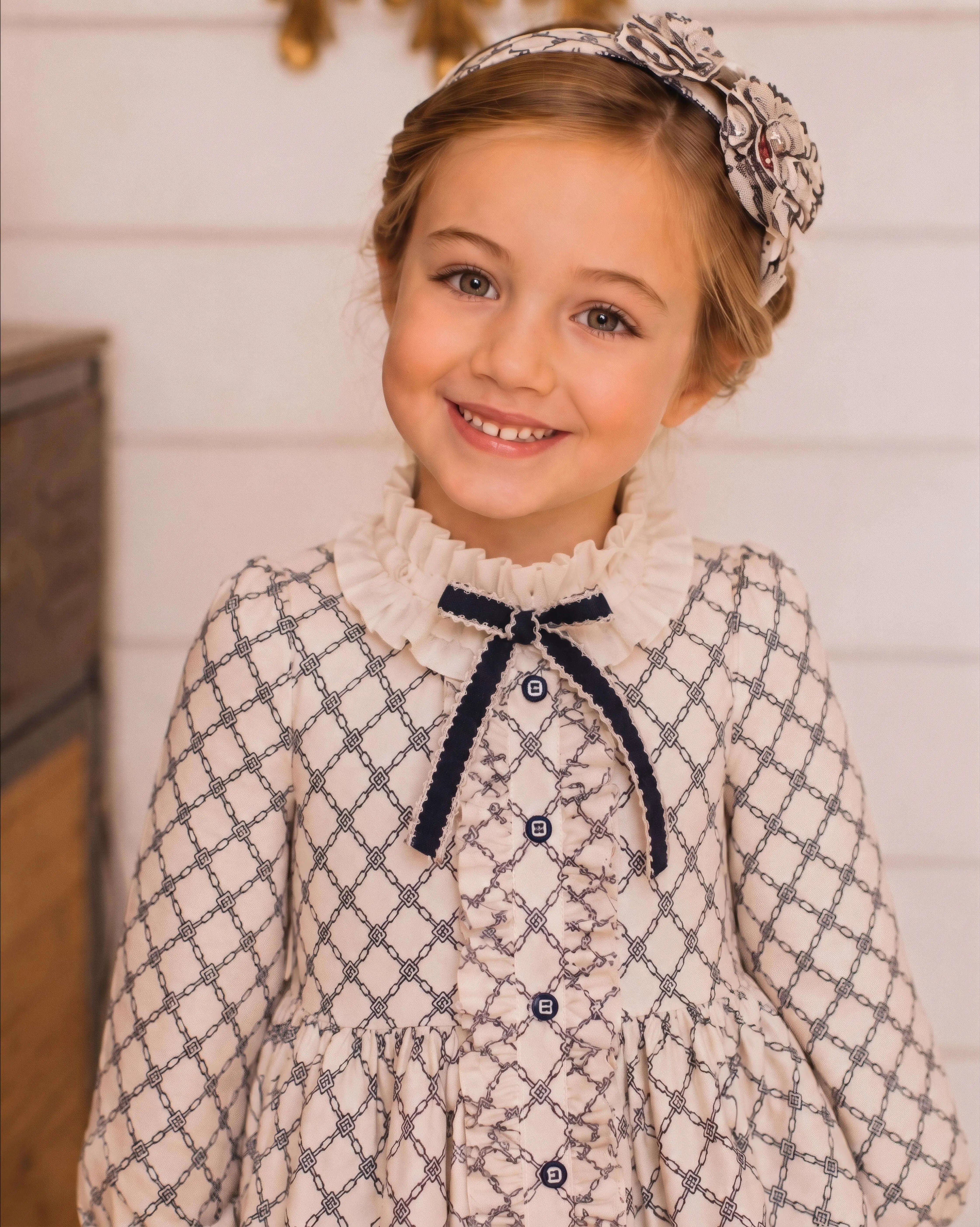 AW26 Rochy Girls Navy & Cream Print Headband Rochy