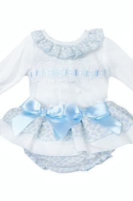 Girls Blue Spot Frilly Jam Pant Set