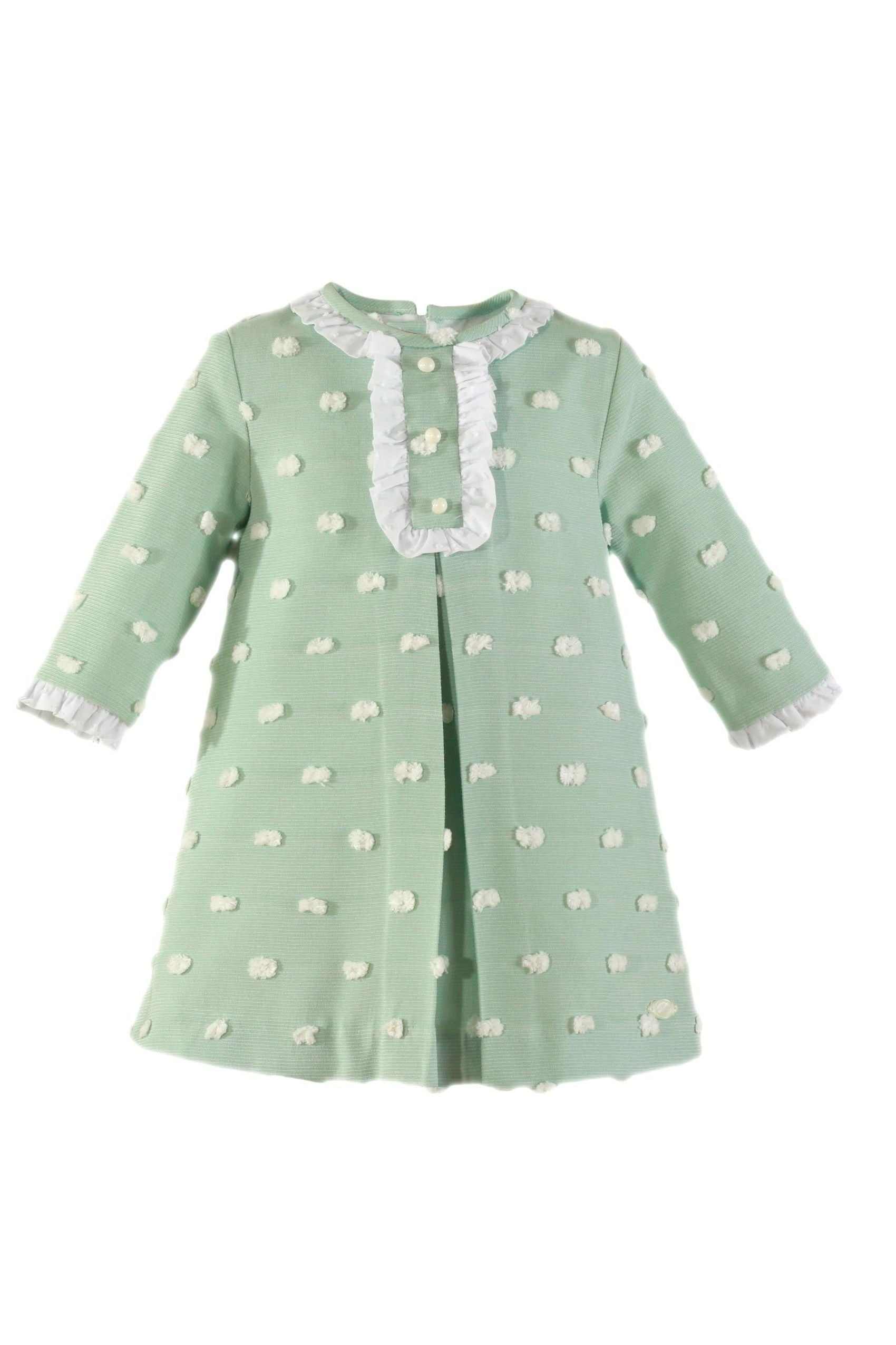 AW24 Miranda Girls Green Spot Dress 225V Dainty Delilah 