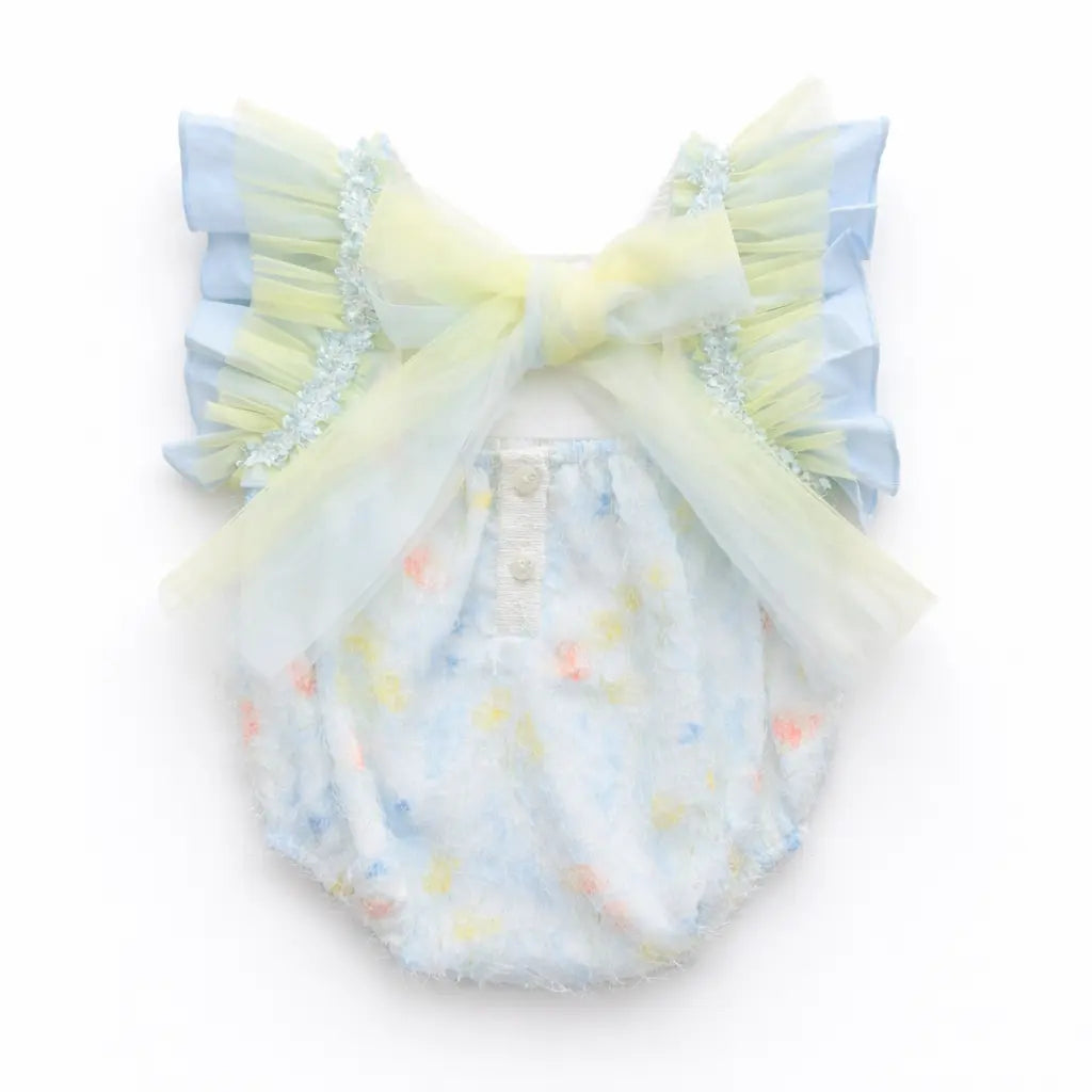 SS26 Baby Girls Multi Tulle Blue Romper Dainty Delilah