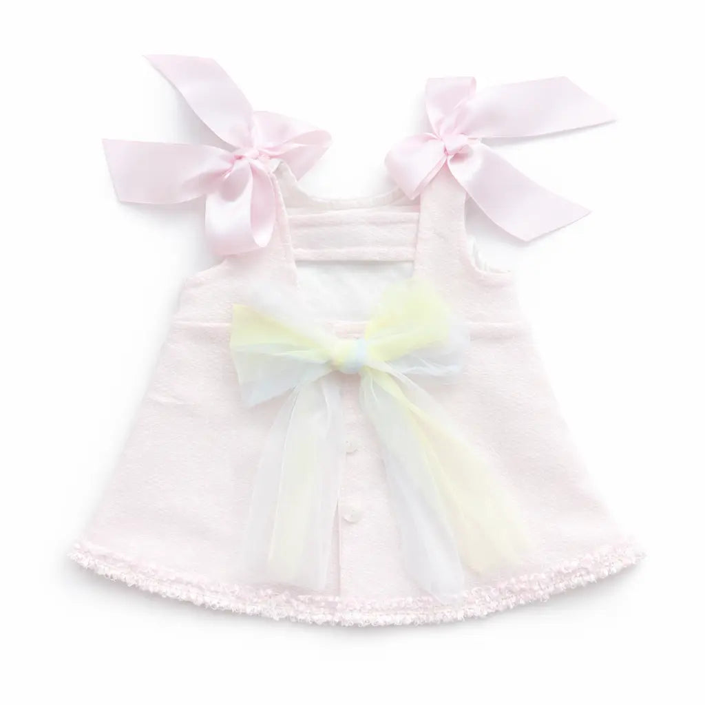 SS26 Baby Girls Pink Open Back Tulle Dress Dainty Delilah