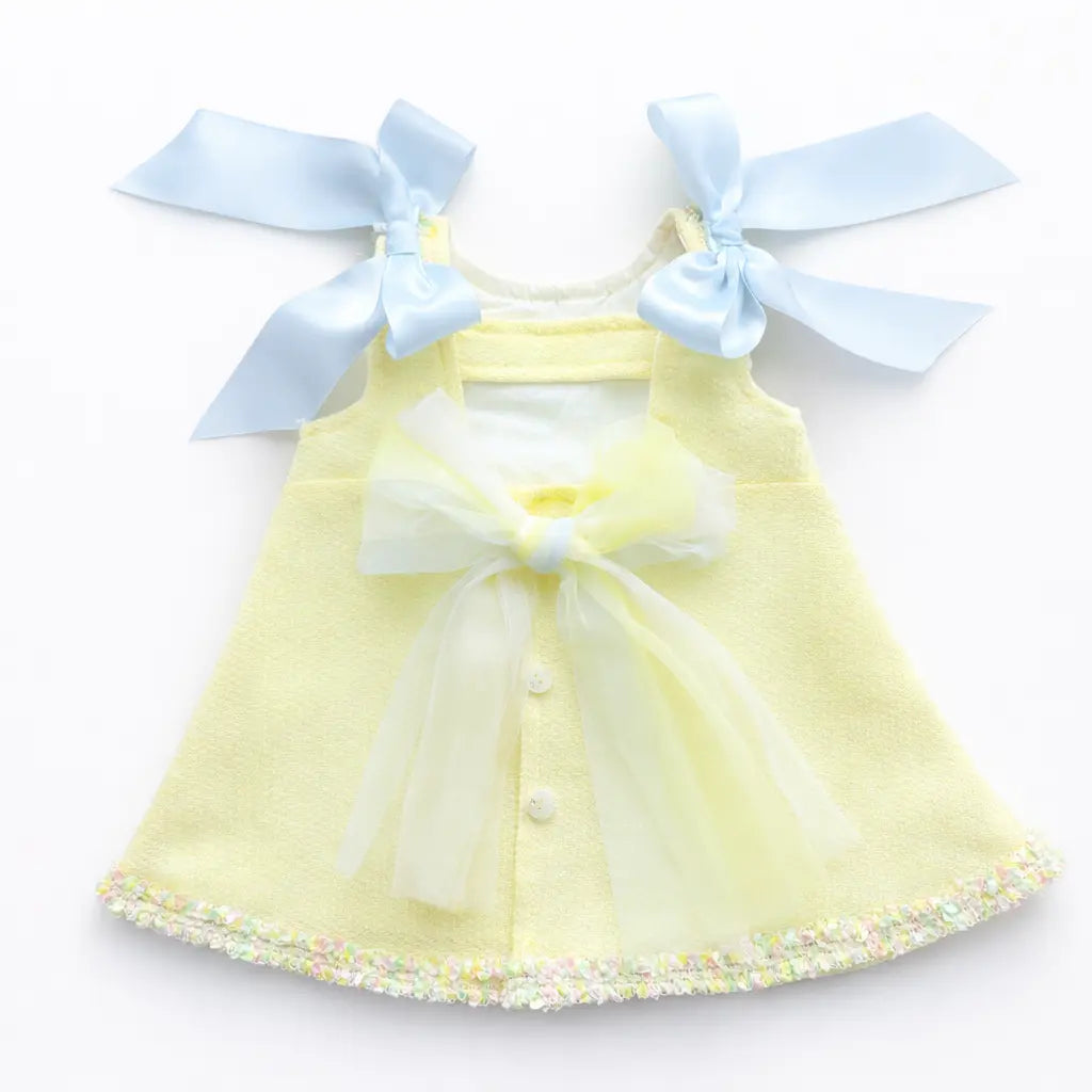 SS26 Baby Girls Lemon Open Back Tulle Dress Dainty Delilah