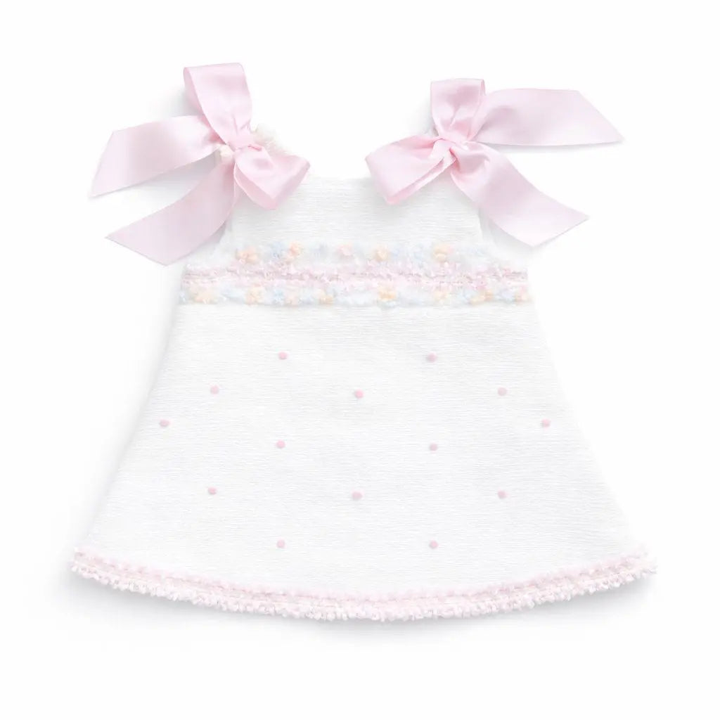 SS26 Baby Girls Pink & Cream Spot Tulle Dress Dainty Delilah