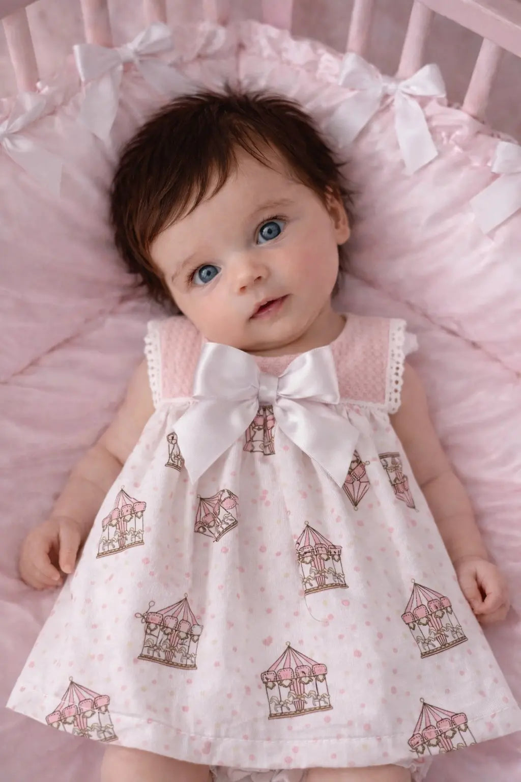 SS26 Baby Girls Pink Carousel Dress & Knickers Dainty Delilah