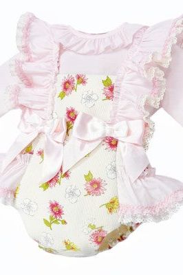 Girls Pink Floral Frilly Romper