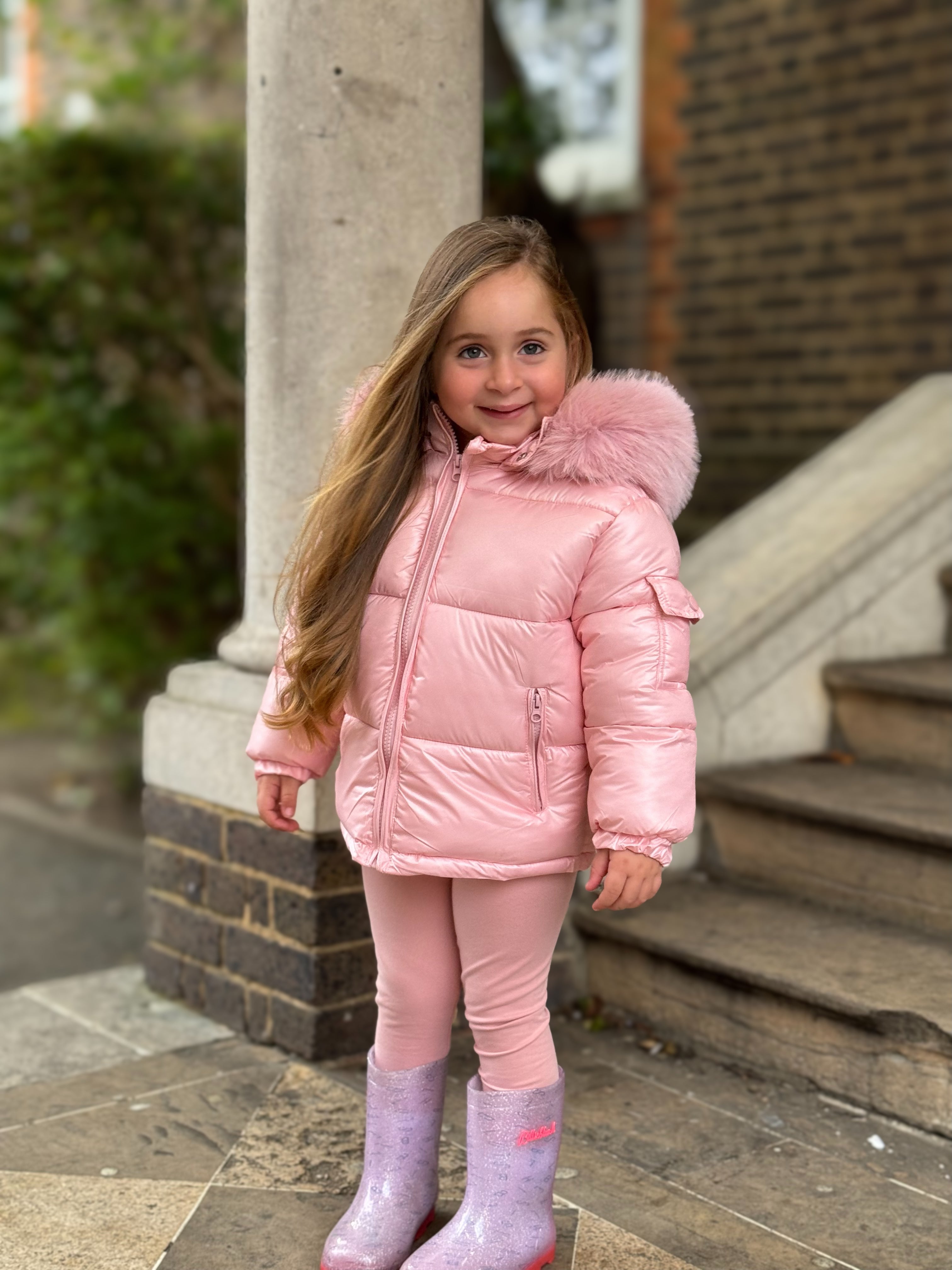 Baby Pink Fur Hood Girls Coat Dainty Delilah