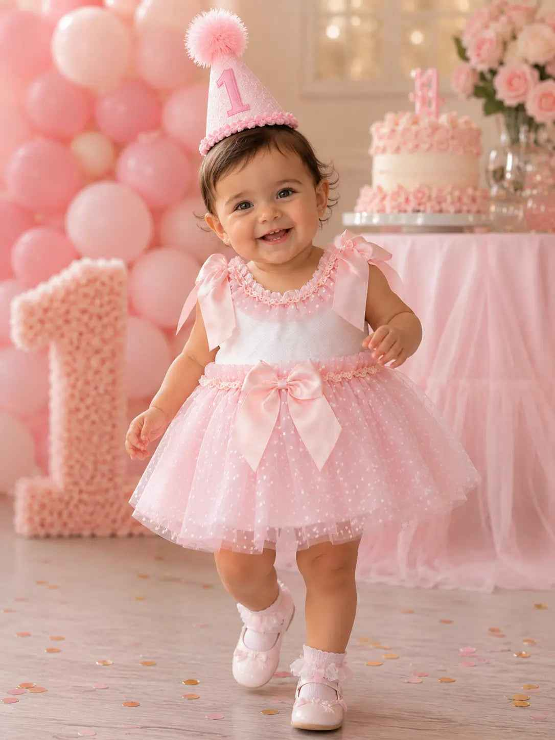 SS26 GIrls Pink Tulle Spanish Dress
