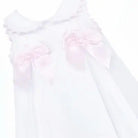 Baby Girls White / Pink Pleated Pique A Line Dress Dainty Delilah