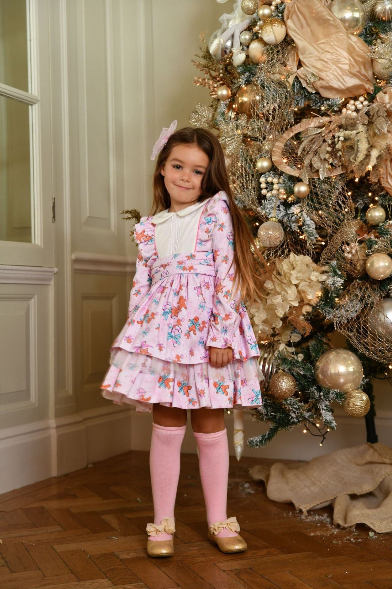 AW24 Babine Girls Pink Gingerbread Puffball Dress